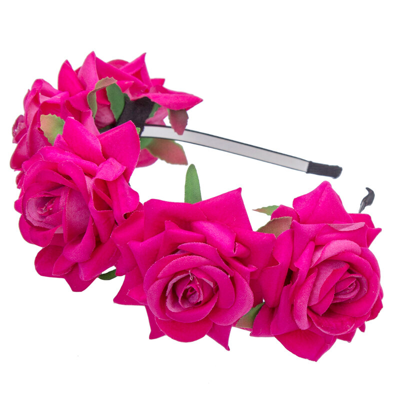 AWAYTR corona de flores hecha a mano para novia, diadema Floral de rosa de belleza, guirnalda para el cabello, Festival, accesorios para el cabello de boda, diademas
