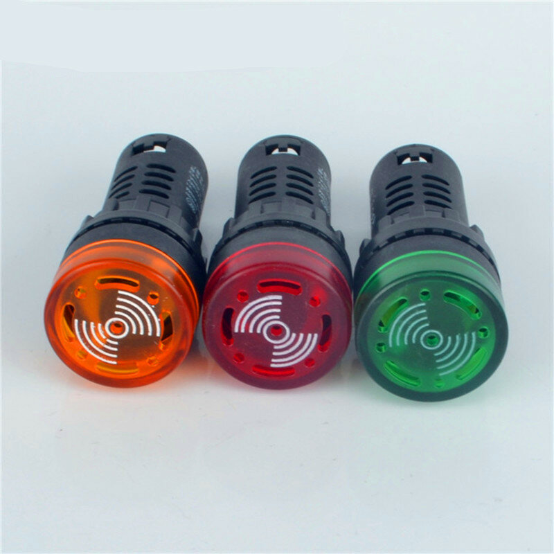 AD16-22SM LED 액티브 부저 경고음 표시기, 플래시 신호등, 레드 그린 옐로우 블랙, 12V, 24V, 110V, 220V, 380V, 22mm, 1 개