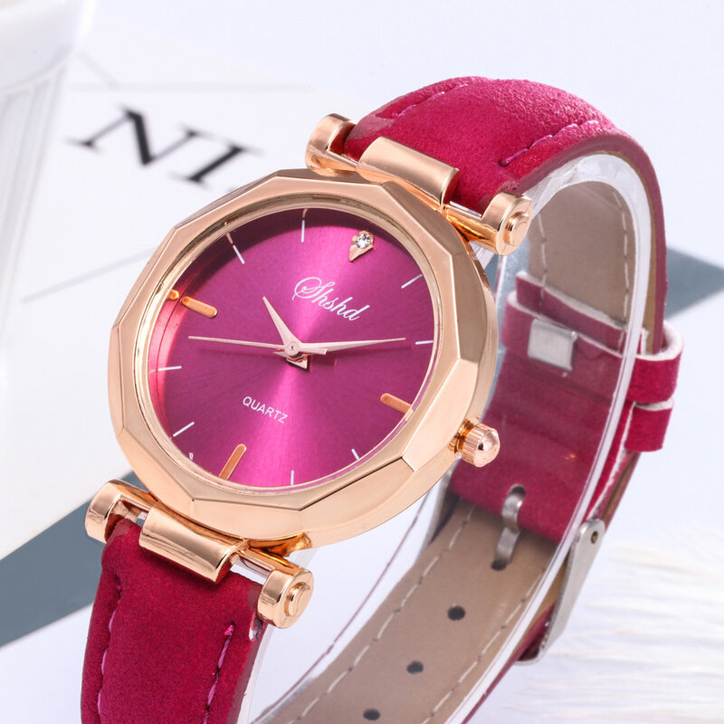 Moda prosty zegarek kobiety moda kobiety skórzany zegarek na co dzień luksusowy analogowy kryształowy zegarek kwarcowy kobiety panie Casual