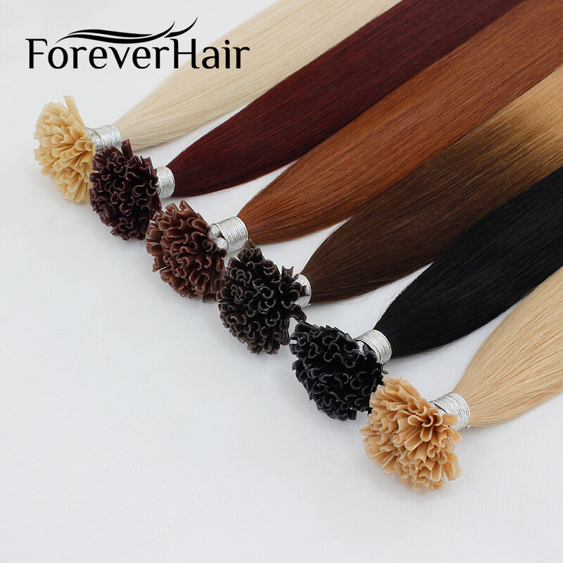 Накладные волосы FOREVER HAIR 0,8 г/локон, шиньоны с U-образным кончиком для наращивания волос 16 дюймов 18 дюймов 20 дюймов 24 дюйма, прямые предварительно скрепленные кератиновые капсулы, Fusion Hair 50s