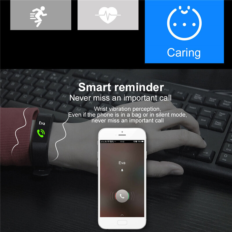 Phax impermeable inteligente rastreador de Fitness pulsera de presión arterial Monitor de ritmo cardíaco podómetro deportivo para Android iOS