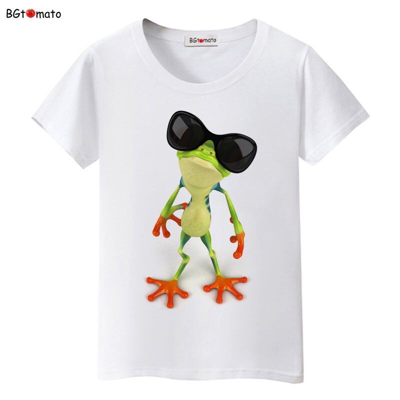 Bgtomato Новинка! Озорная лягушка, 3D футболка, женские Оригинальные милые Мультяшные 3D рубашки, лидер продаж, брендовые качественные повседневные топы