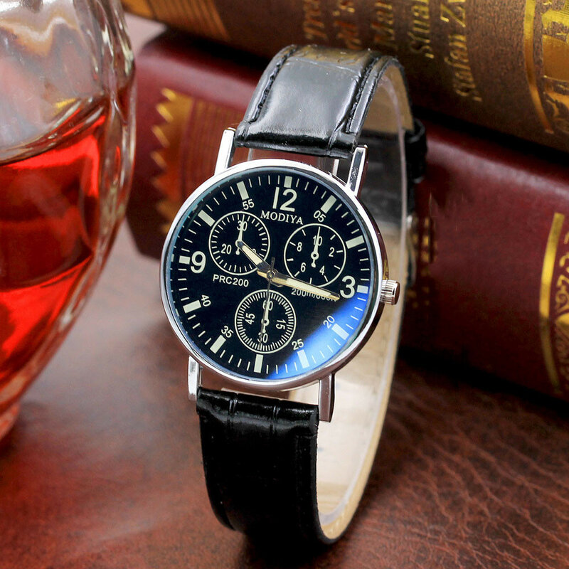 Gemixi 2022 Exquisite Watch Men Luxury Six Pin Watches Quartz Men's Watch Blue Glass Belt watch for men relogio masculino часы
