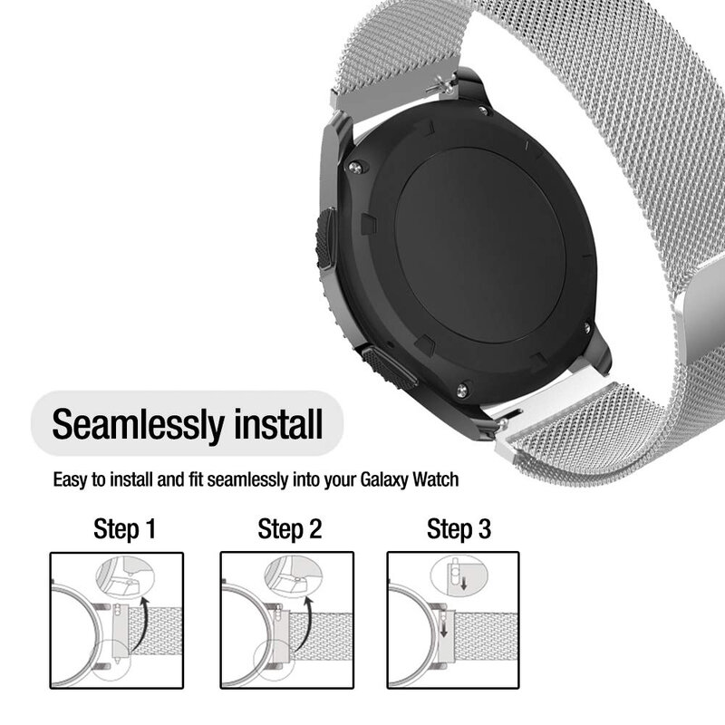 Correa de acero inoxidable de 20mm 22mm de ancho para el reloj Samsung Galaxy 42mm 46mm pulsera milanesa correa de liberación magnética de Metal