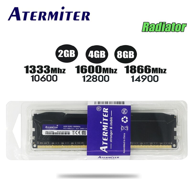Nuevo 4 GB DDR3 PC3-10600 1333 MHz PC de escritorio DIMM memoria RAM 240 pines para intel amd radiador 2 GB 8 GB 1866 Mhz 1600 Mhz 8G 1866G 1600