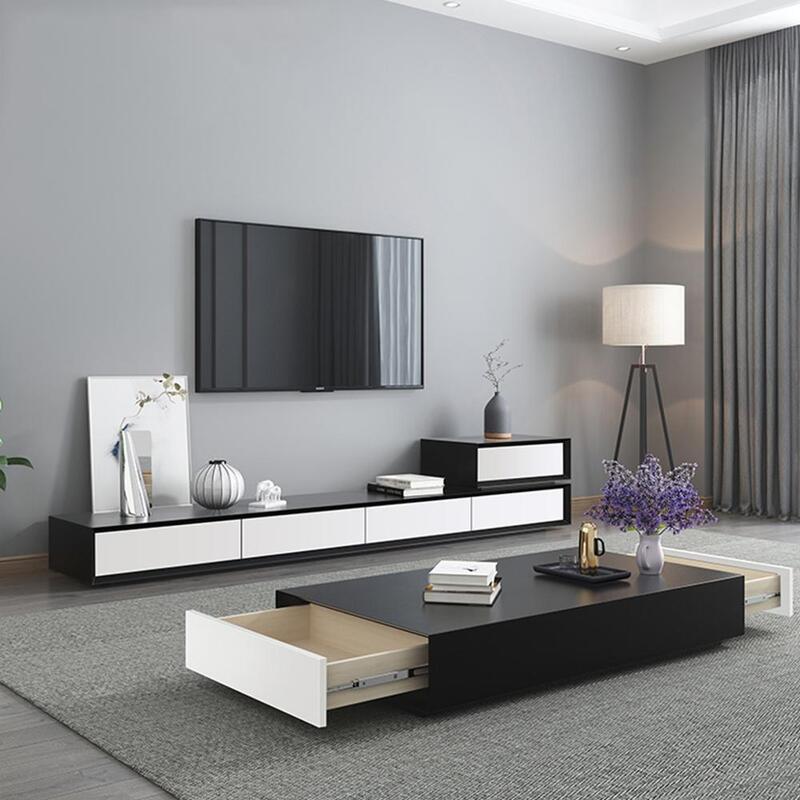 Soporte de TV moderno para sala de estar, mueble de madera mate para monitor led, mesa de tv, mesa de centro de café y armario