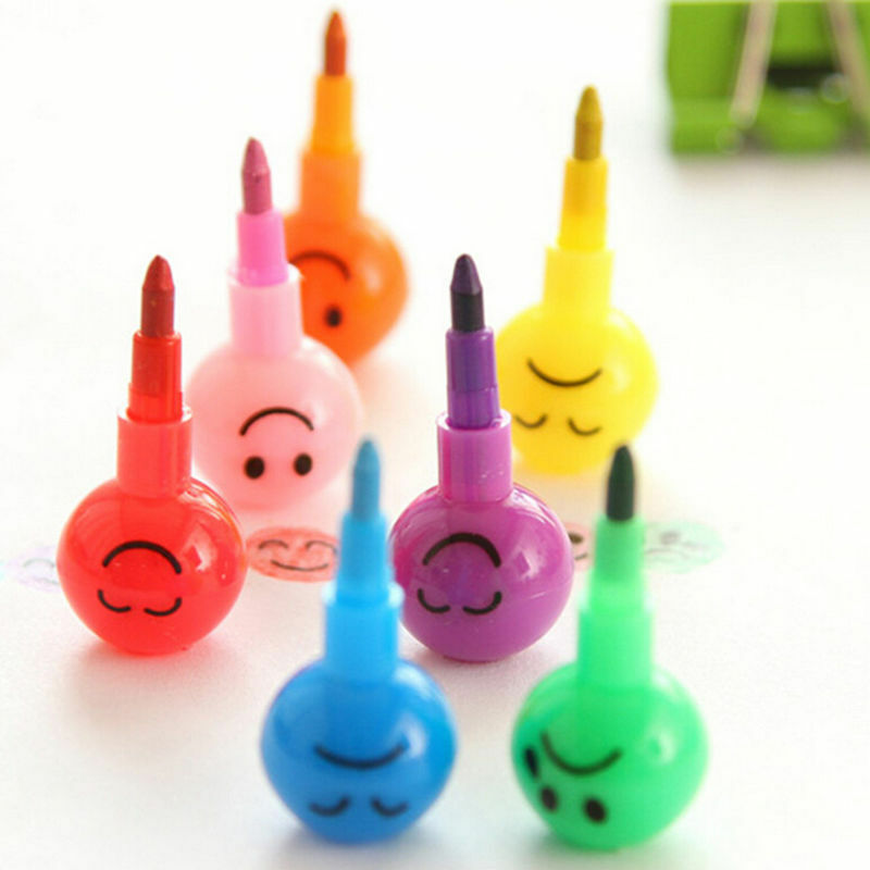 7 farben Buntstifte Kreative Zucker-Coated Haws Cartoon Lächeln Graffiti Stift Schreibwaren Geschenke Für Kinder Wachs Kreide Bleistift