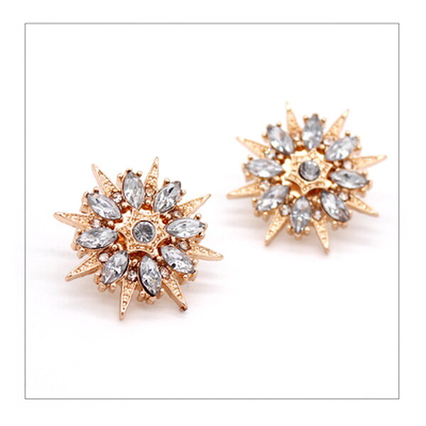 Shiny Crystal Zircons Earrings Bling Star Shape Earring Colourful Gems Sunflower Earstuds 7 Colors
