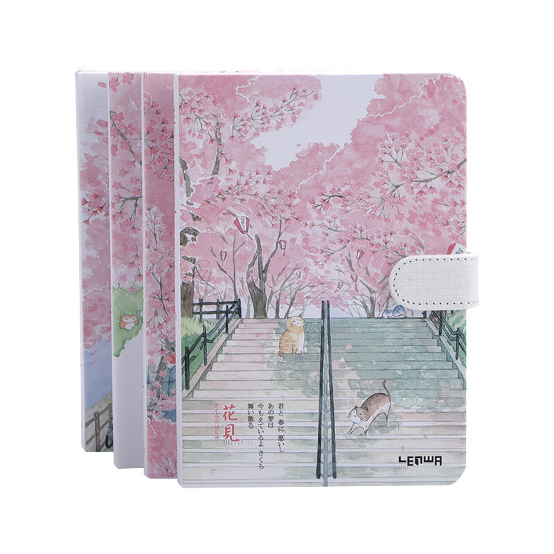 Freshness Sketchbook Beautiful Cherry Blossom Sakura Magnetic Buckle Diary Notebook