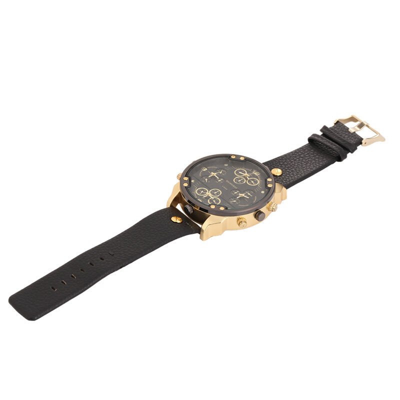 Часы мужские кварцевые с кожаным ремешком, четыре часовых пояса, военные, крутые мужские часы