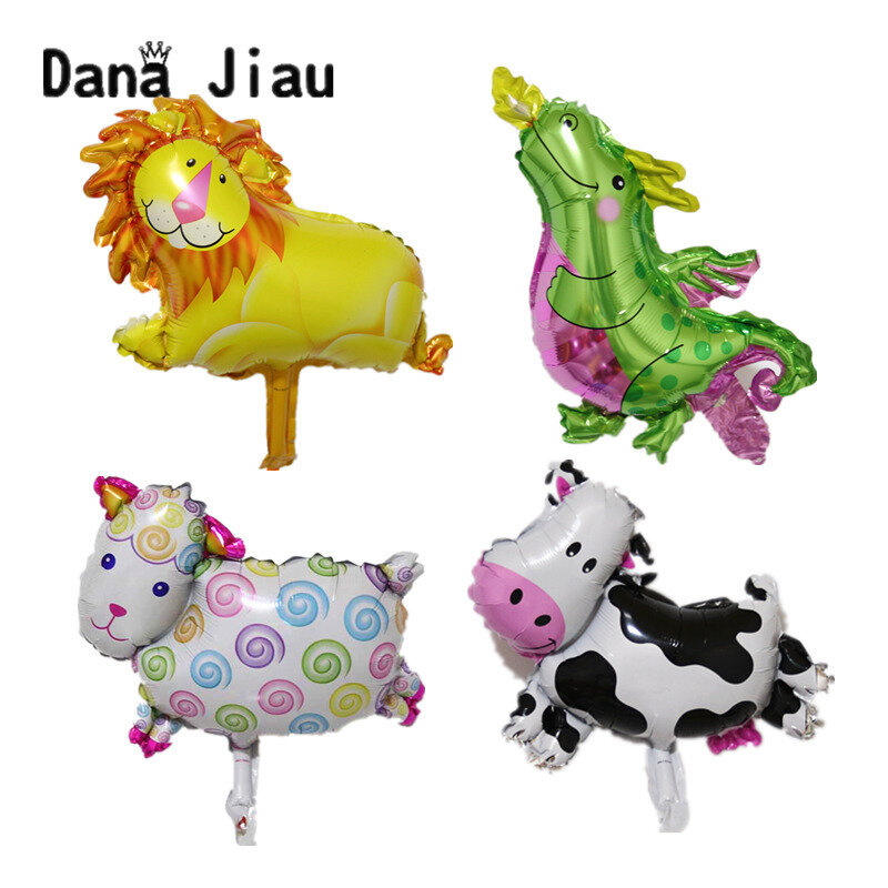 MINI globos de animales fiesta de cumpleaños decoración León mono cabeza de conejo zoológico papel globo vacaciones chico regalo bebé juguete