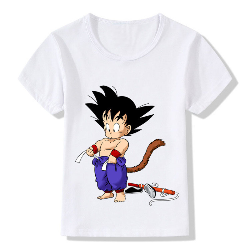 Dzieci Cartoon śliczny maluch Goku projekt śmieszny T-Shirt dzieci dziecko Anime Dragon Ball Z ubrania chłopcy dziewczęta lato topy Tee,ooo5072