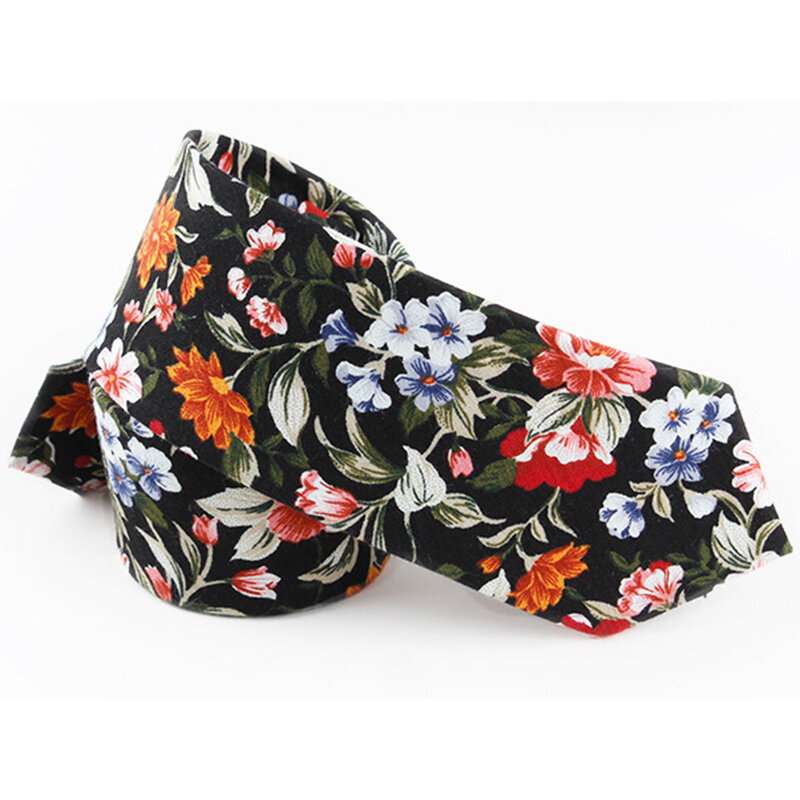 RBOCOTT-corbatas florales para hombre, de 6cm Corbata de algodón, corbata delgada azul y roja, corbatas ajustadas informales para el cuello, accesorios de fiesta y boda