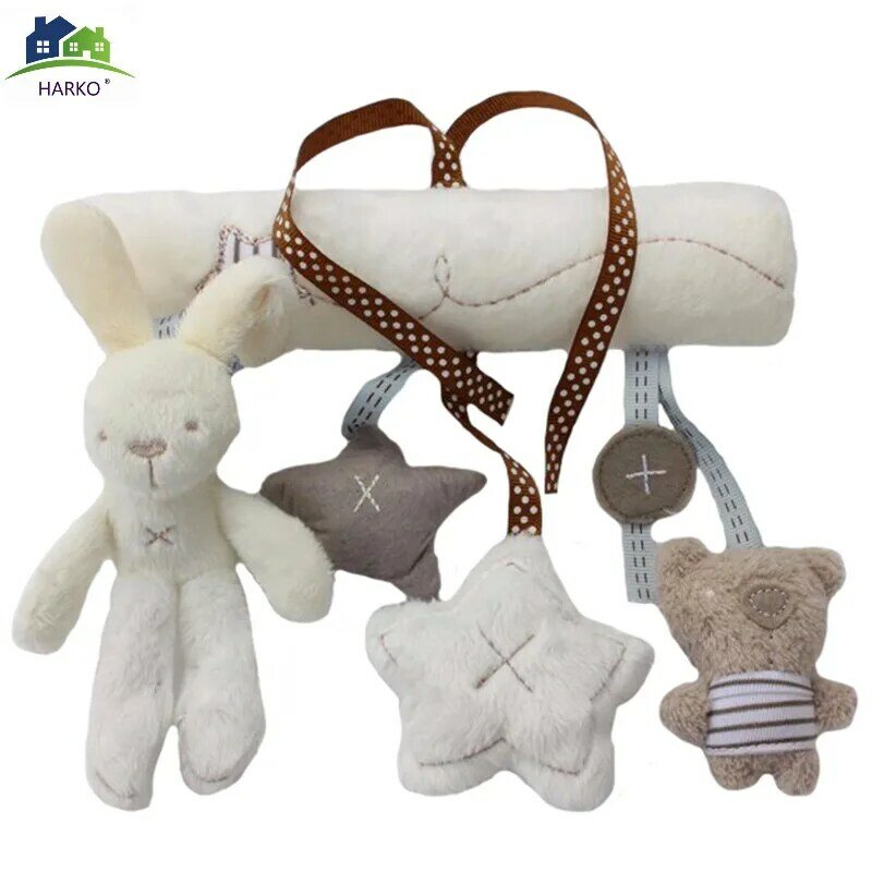 2021 neue Hängen Bett Kaninchen baby Hand Glocke Sicherheit Sitz Plüsch Spielzeug Multifunktionale Plüsch Spielzeug Kinderwagen Mobil Geschenke