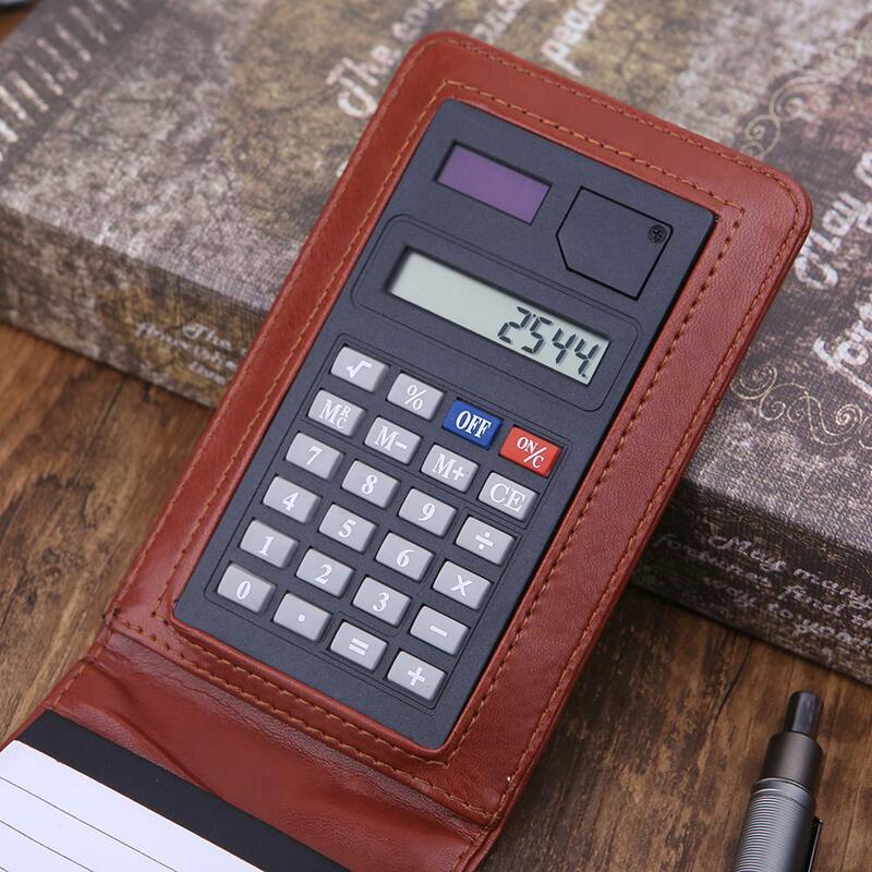 Capa de couro de notebook a7, capa de bolso, bloco de notas, diário, planejador com calculadora, trabalho, material de escritório