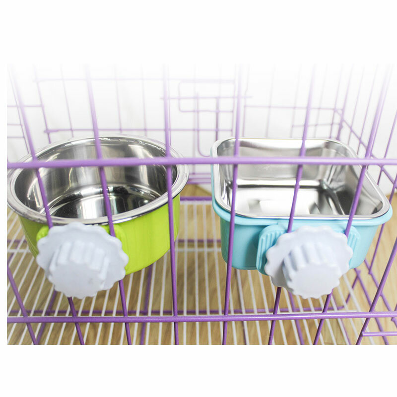 Klatka dla zwierzęcia wiszące miska dla zwierząt naczynia ze stali nierdzewnej trwałe wymienny żywności miseczka na wodę dla psów i kotów akcesoria dla zwierząt domowych