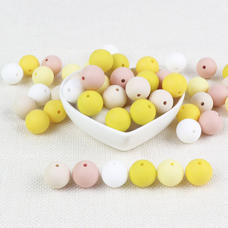 Joepada – perles de dentition en Silicone sans BPA pour bébé, 100 pièces/lot 9/12/15mm, fabrication de collier de dentition en Silicone, jouet