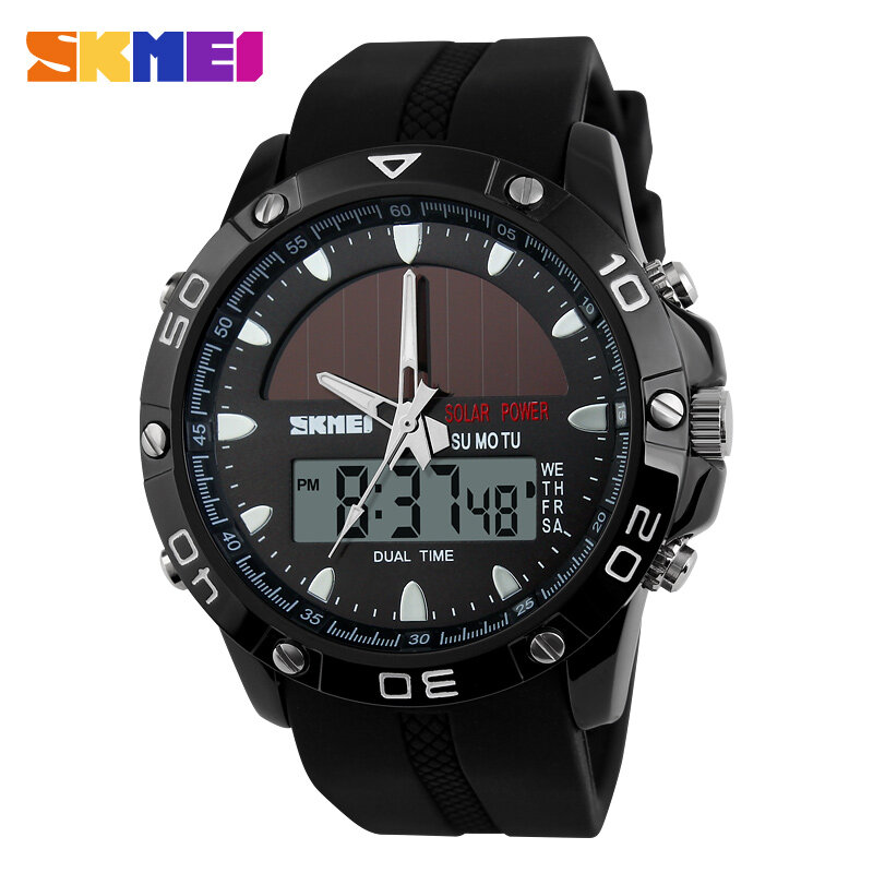 2019 nueva marca SKMEI, energía Solar reloj Digital de cuarzo de los hombres relojes deportivos al aire libre multifuncional militar relojes 1064