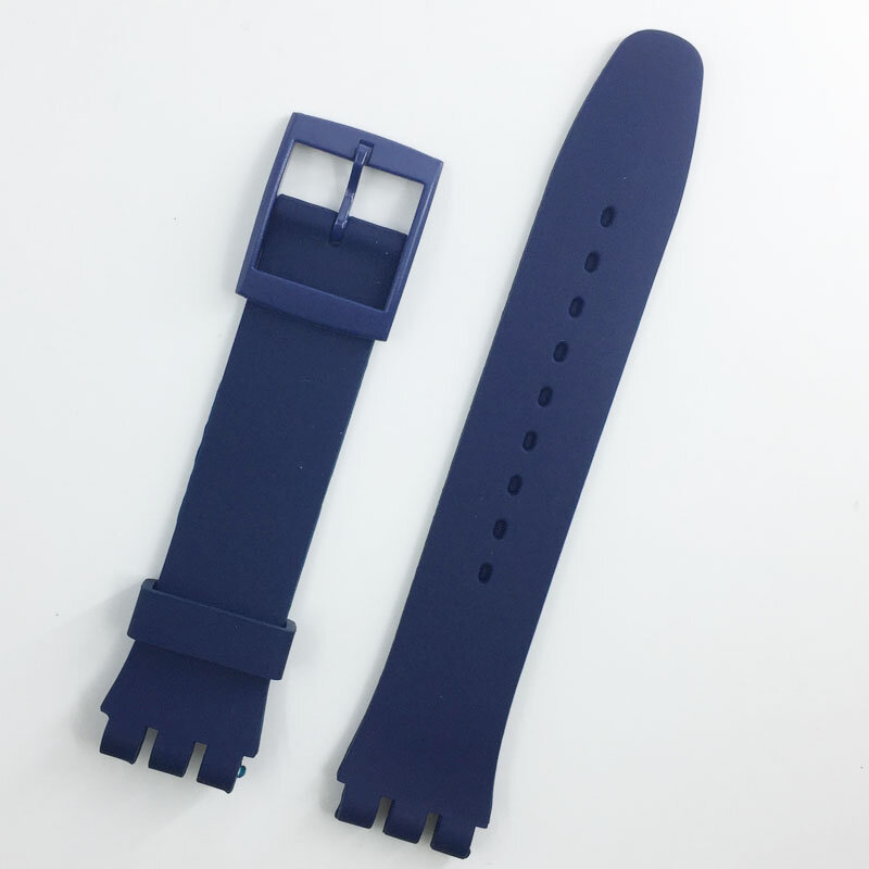 MR NENG Black Watchband for Swatch Strap Buckle For SWATCH Silicone Watch band 17mm 19mm 20mm Rubber Strap16MM Watch accessories