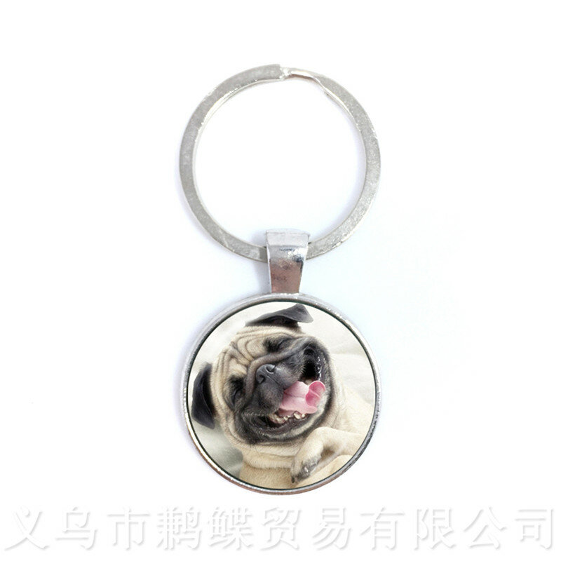 Schnauzer Picture Keychains 25mm Round Glass Dome Animal Pattern Series Pendant Dog Lover Creative Gift Handmade Keyring