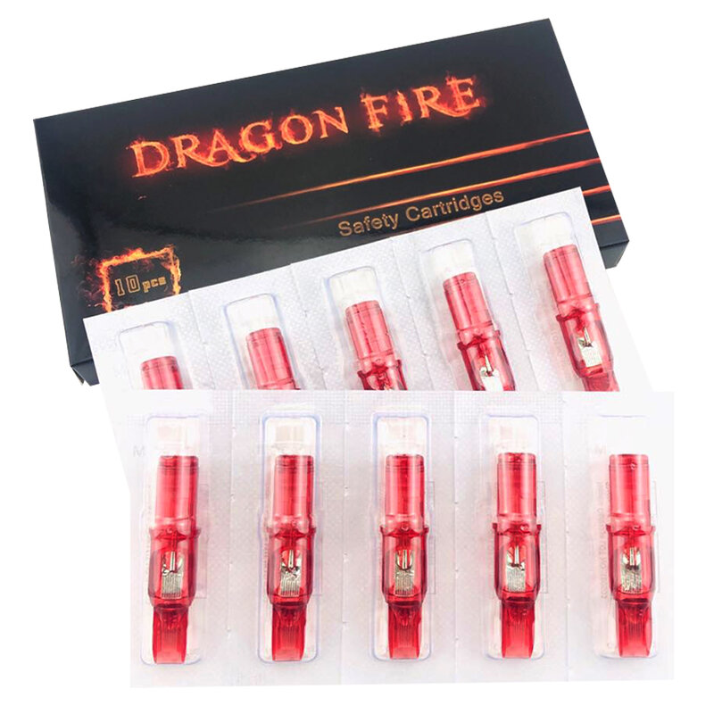 Dragon Fire 10pcs Tattoo Cartridge Needles Curved Magnum Disposable Semi-Permanent Eyebrow Makeup Needles 5RM/7RM/9RM/11RM/13RM