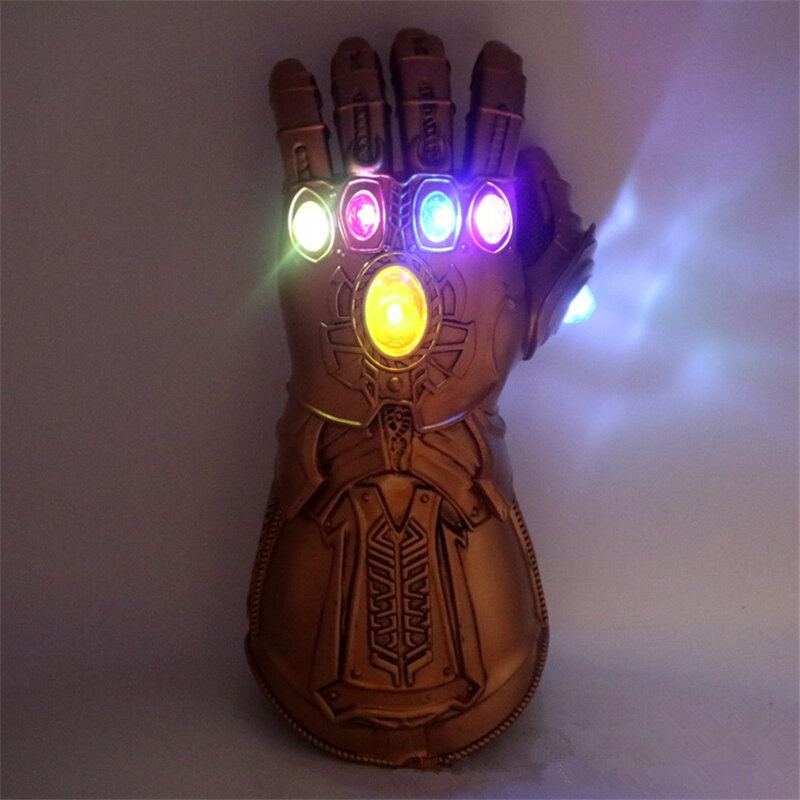 Bez krawędzi rękawica Avengers nieskończoność wojny Thanos rękawice Cosplay Prop Avengers rękawice LED zabawki z PVC dla dzieci dla dorosłych Halloween Party 2019