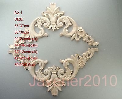 B2-1-20X20 Cm Eiken Hout Gesneden Hoek Onlay Applique Unpainted Frame Deur Decal Werken Carpenter Kast