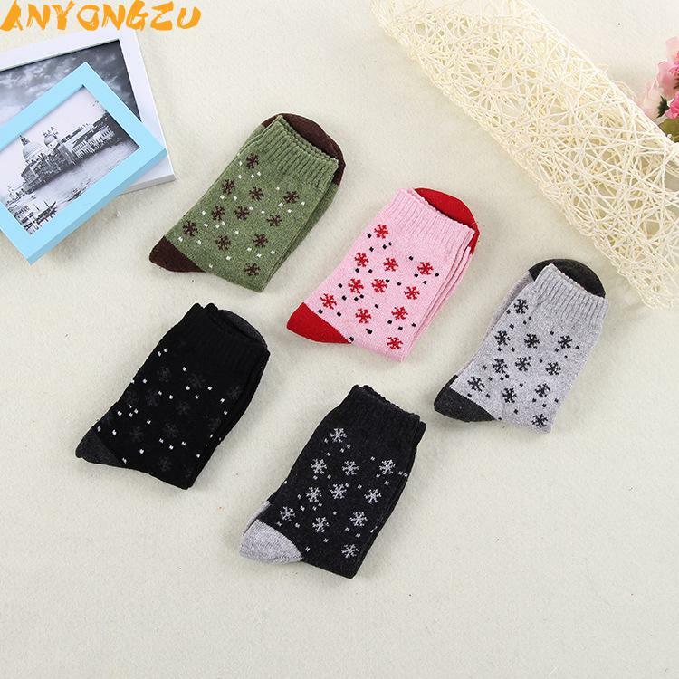 5 paare/los Anyongzu Socke Neue Winter Wolle Socken Für Damen Rohr Dicke Warme Weihnachten Socken 23 cm-25 cm