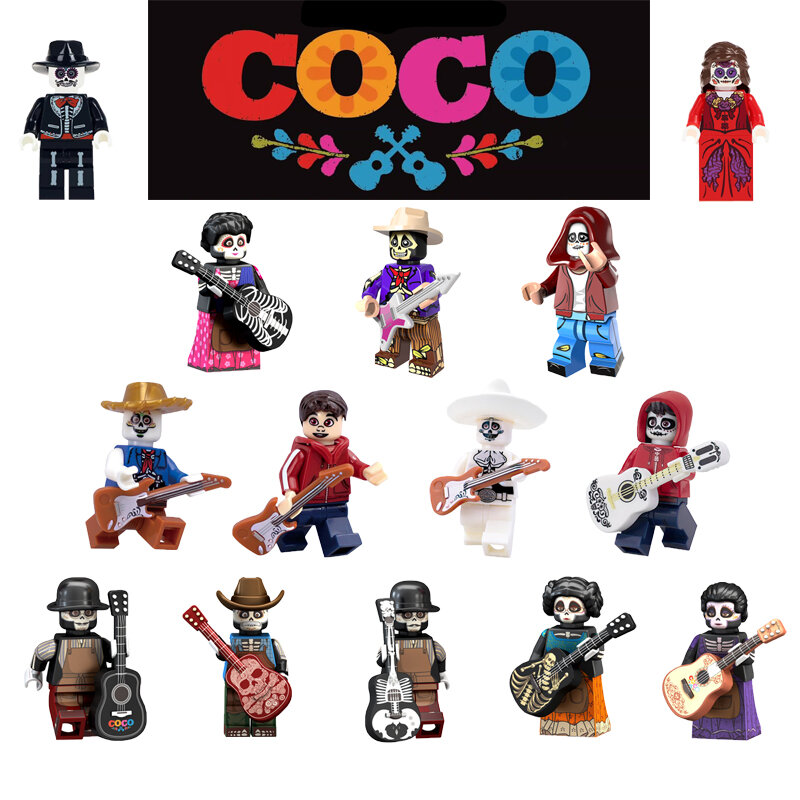 1 sztuk Super bohaterów Miguel Hector Rivera Movie Coco rysunek dzień zmarłych Victoria Quirinas Chino budynku zabawki z klocków dla dla dzieci