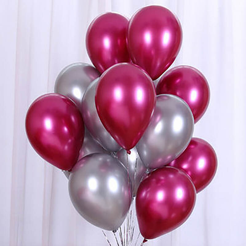Ballons en latex métallisé, or, argent, rose, or, 12 pièces/lot, décoration de mariage, fête d'anniversaire, confettis