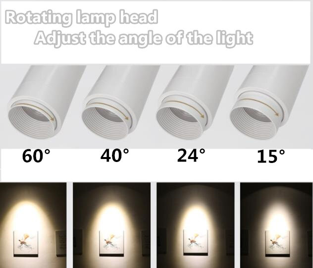 Spot lumineux Led COB 36W en aluminium, angle d'éclairage réglable, 3 lignes, fixation en arrière-plan, 240V