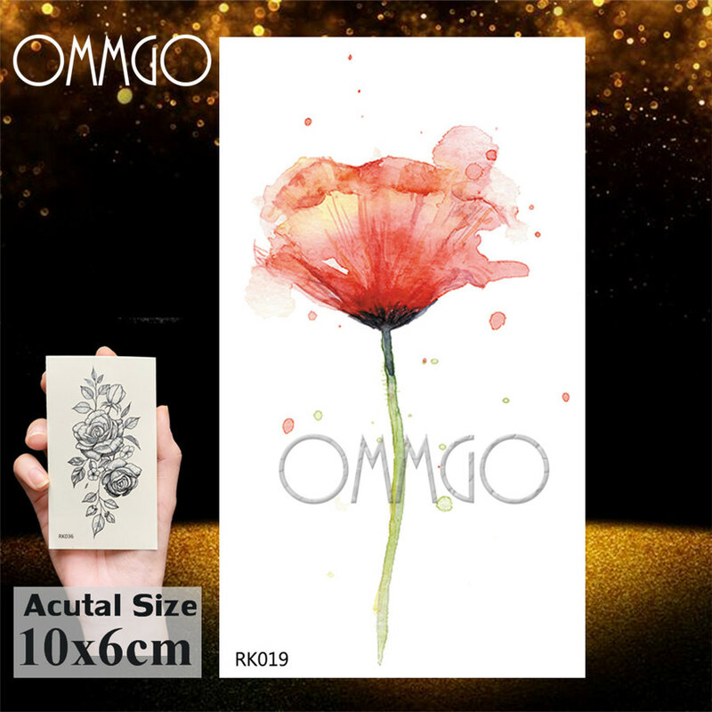 Временные татуировки OMMGO с изображением милого горошка, листьев розы, водостойкие, черные, фальшивые татуировки