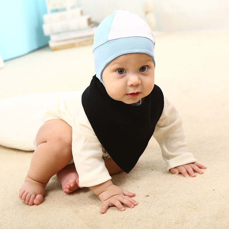 4 Pack Toddler Infant Baby Bib 100% Cotton Absorbent Bandana Dribble Bib with Adjustable Snaps Saliva Towel Burp Cloth