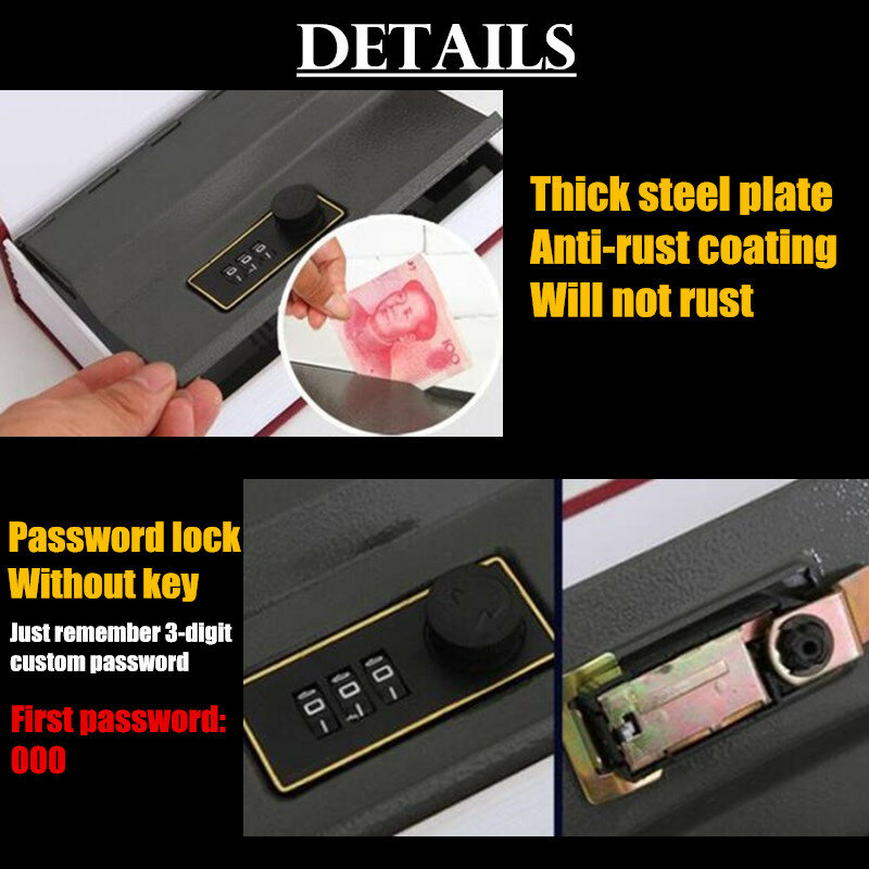 Dizionario regalo per studenti Mini Safe Box Book Hidden Secret Key Lock Coin Bank Card Jewellery diario privato Storage Password Locker
