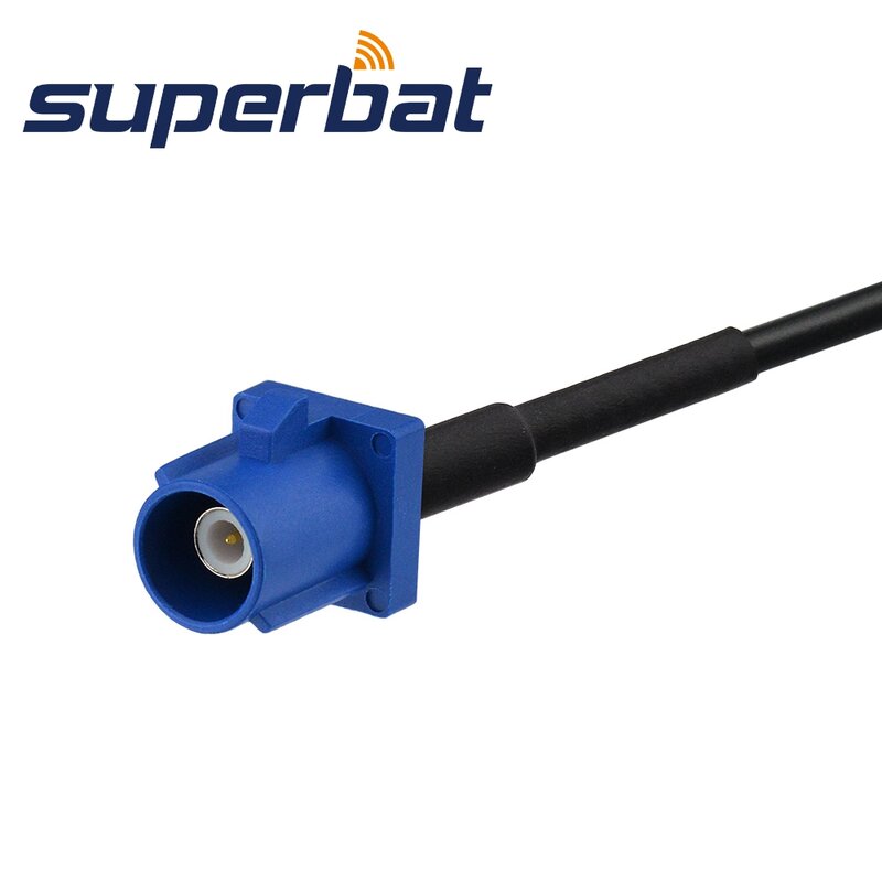 Superbat Fakra "C" Blue Male Straight to MMCX Plug Right Angle Pigtail GPS Telematic RG174 15cm