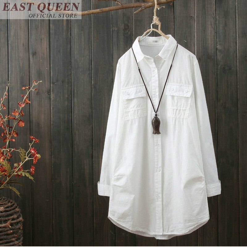 بلوزة نسائية طويلة من الشيفون ، قميص نسائي بأكمام طويلة مع ياقة مطوية ، ملابس عالية الجودة ، DD519 L