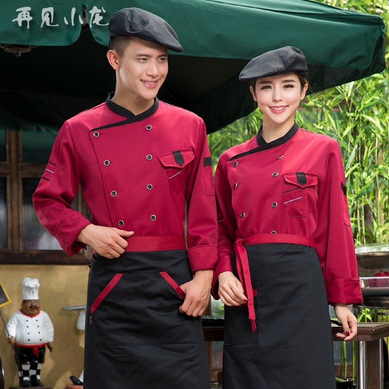 Uniforme de Chef d'hôtel, Restaurant café, vêtements de serveuse, veste de Chef à manches longues, vêtements de grande taille, B-5905