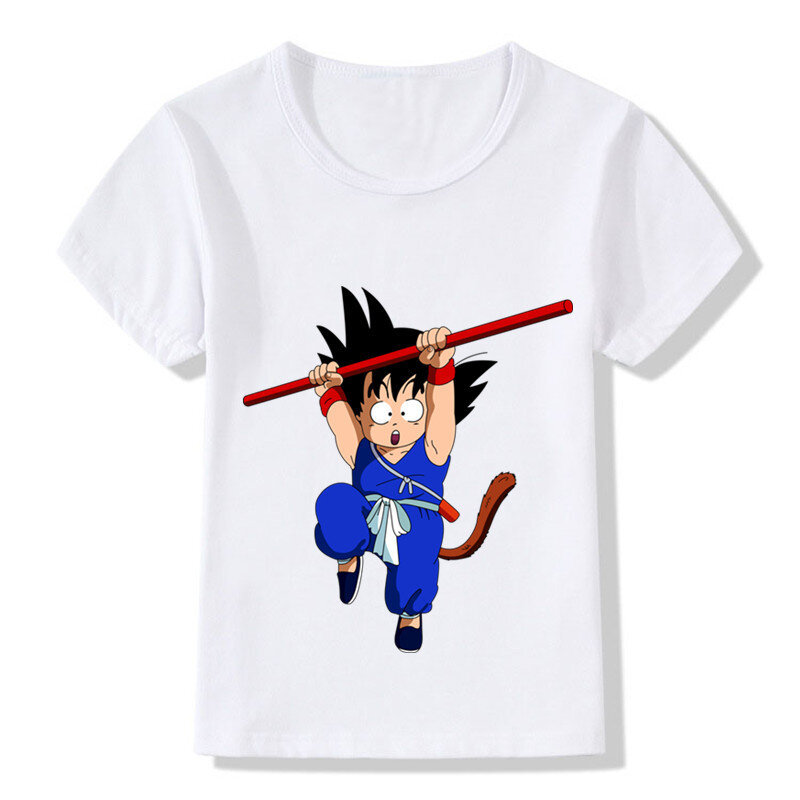 어린이 만화 귀여운 유아 Goku 디자인 재미 있은 t-셔츠 키즈 아기 애니메이션 드래곤 볼 Z 옷 소년 소녀 여름 탑스 티, ooo5072