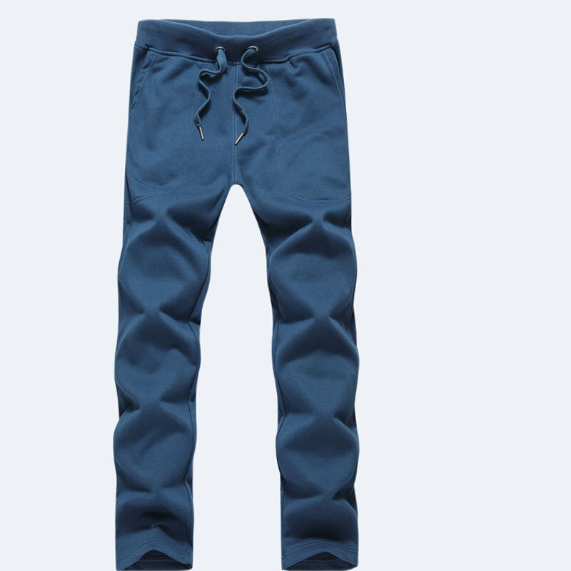 Pantalones largos de algodón para hombre, pantalón holgado informal de talla grande, tejido recto, negro, azul y gris, otoño y primavera, novedad