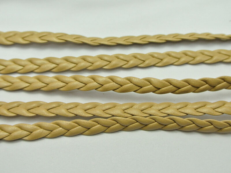 32,8 füße Khaki Farbe Flache Geflochtene Kunstleder String Schmuck Cord Flachen Woven 5X1mm