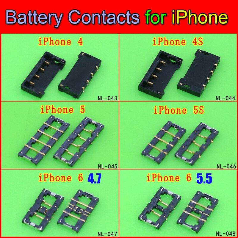 Conector de CLIP de batería de 6 modelos, piezas de reparación de contacto de enchufe FPC de placa TERMINAL para iPHONE 4G 4S 5G 5S 6 4,7 5,5, 1 unidad