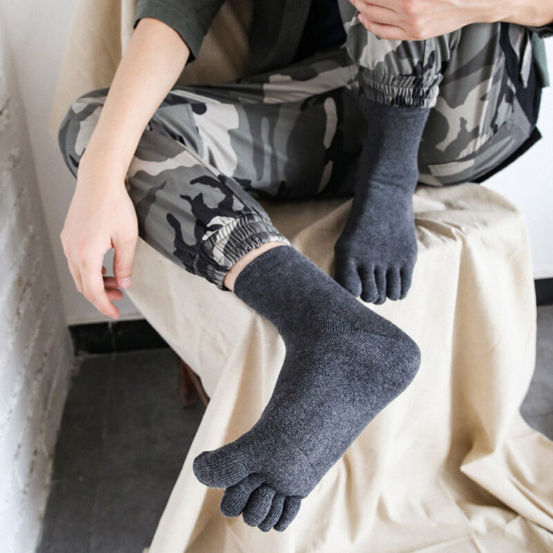 Verdical – chaussettes thermiques en coton à cinq doigts pour hommes, chaussettes chaudes, courtes, respirantes, souples et élastiques, collection hiver