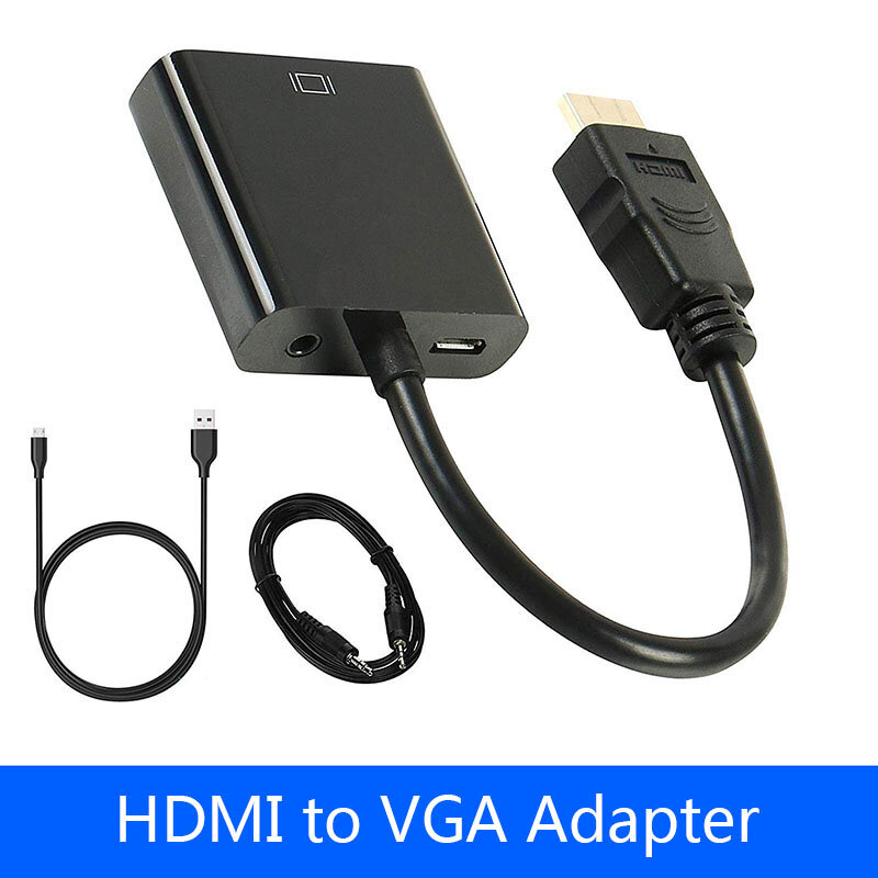 1080P adapter hdmi do vga konwerter męski na żeński cyfrowy analogowy wideo 3.5mm jack adapter audio dla PS4 laptopa projektor do komputera