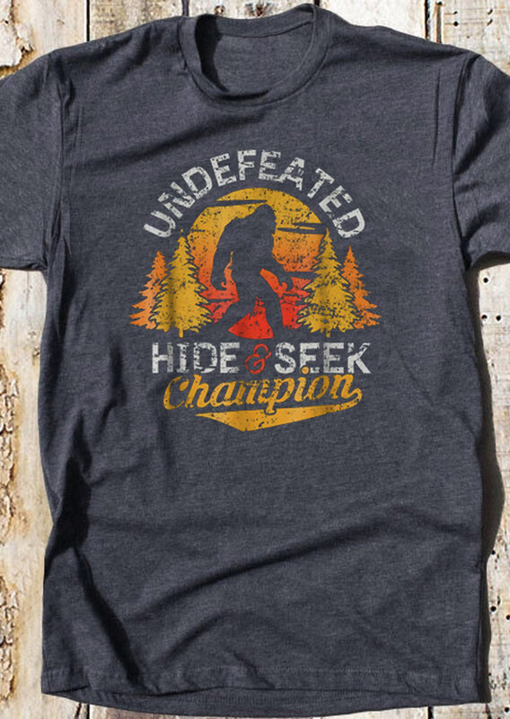 Hugefoot T-shirt Undefeated Hide and Seek men tshirt Gift short sleeve top tee
