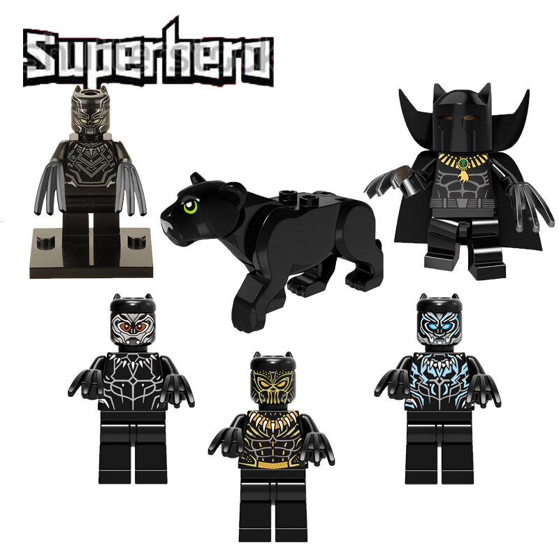 Super Heroes Marvel Avenger Legoelys Black Panther With Claws Mini Doll Erik Killmonger Infinity War Building Block Toy Figure