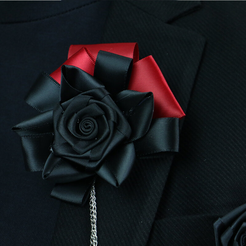 Broche de pectoral con flecos para hombre y mujer, ramillete de Rosa Negra coreana, accesorios para traje, 2016, envío gratis