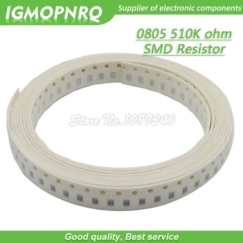 300 Uds. 0805 SMD resistencia 510K ohm resistencia de Chip 1/8W 510K ohmios 0805-510K