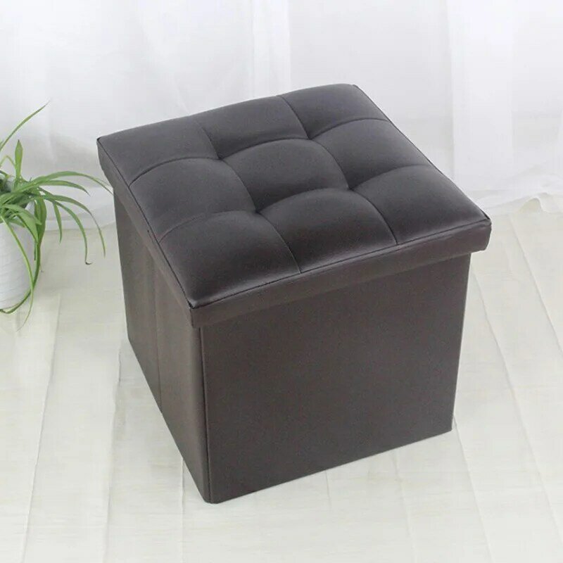 Free shipping Pu square stool with storage space living room ottoman kids toy storage box foldable bookcase footrest furniture