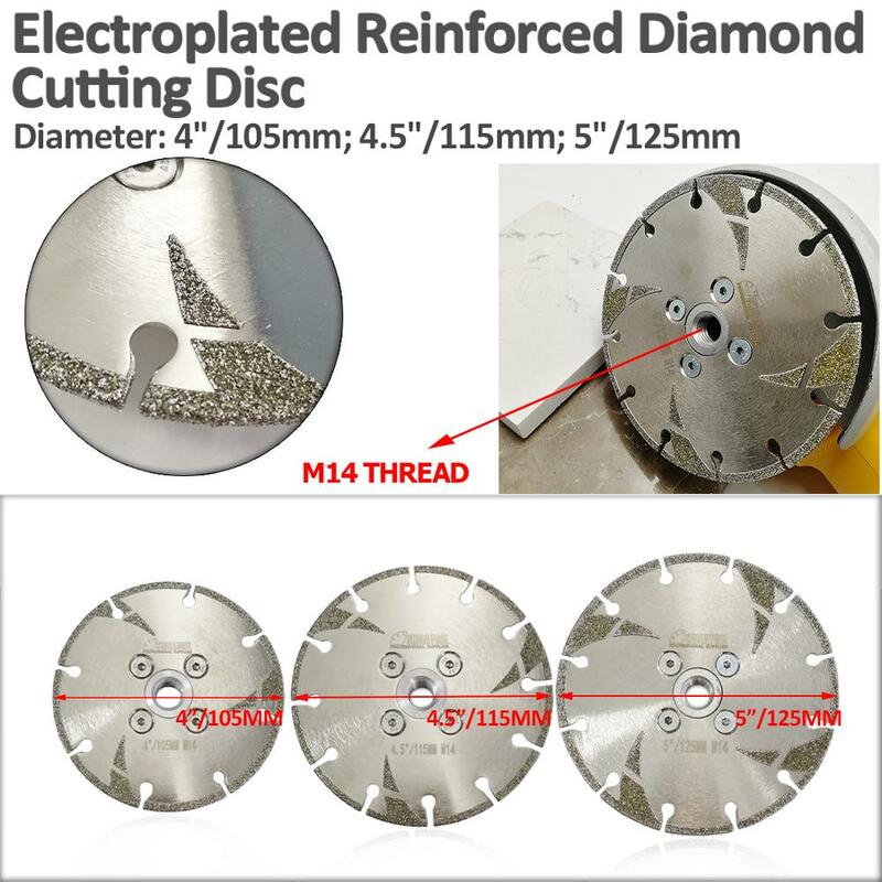DIATOOL 2 pz 4.5 "Rivestito di diamanti taglio e rettifica disco flangia M14 con protezione 115 MM elettrolitico del diamante lama