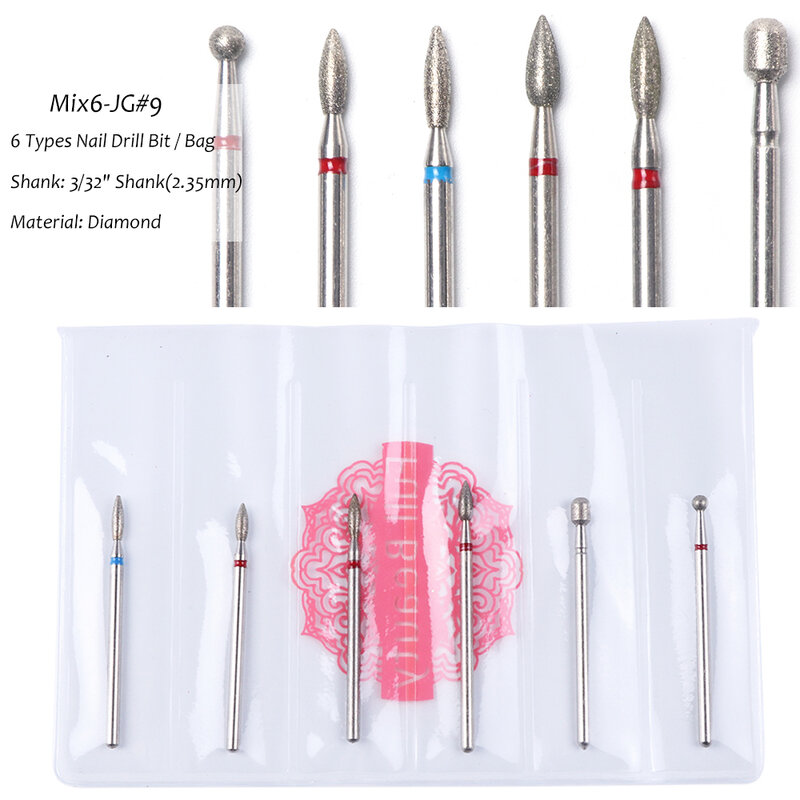 9 Types Milling Cutter For Manicure Diamond Nail Drill Bits Rotate Burr Electric Nail Drill Pedicure Remove Tool Accessory CHJG